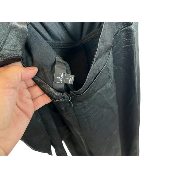 Lulus Joyful Blk Rippled Satin Tie-Back Jumpsuit  Size S  Going Out  Date Night - Picture 8 of 12